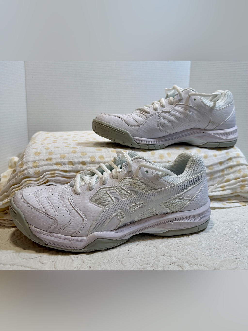 Asics Gel-Dedicate 6 Tennis Court Shoes White Silver Women’s 9.5